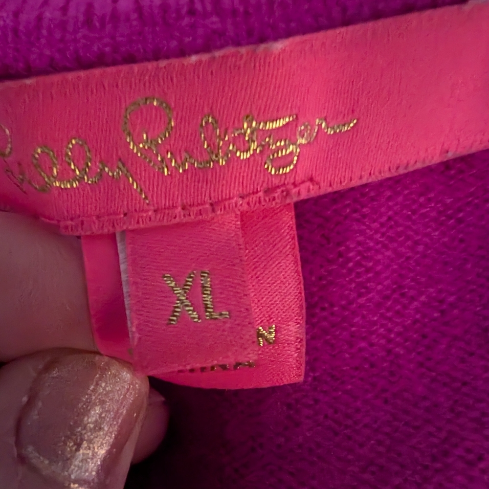 Lilly Pulitzer Fuchsia V-Neck Sweater - Picture 4 of 6
